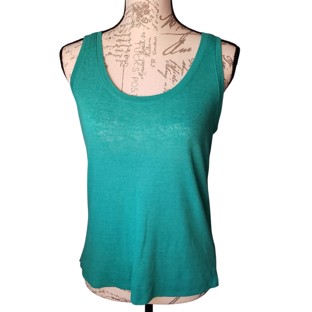 Banana Republic Small Emerald Green Linen Blend Tank Top Classic